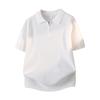 Solid Color Half Zipper Lapel Ice Silk Knitted Sweater POLO Shirt Men's Breathable Thin Short Sleeved T-shirt