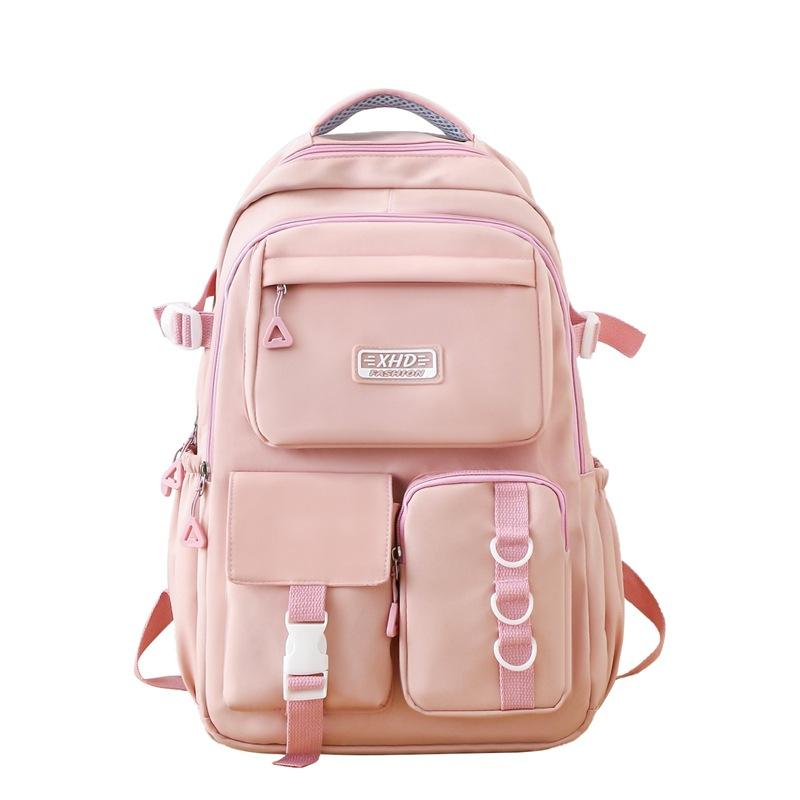 Large capacity backpack, versatile for school and travel, student backpack, simple and multifunctional розовый
