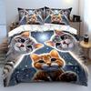 "Adorable Winter Cats Trio Art" Kid's and Adults' Bedroom Decor, Exquisite Three-piece Bedding Set Gift