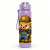 1PC Construction Pig Worker Cartoon 750ml Color Plastic Sports Water Bottle Leakproof Flip Straw Lid Suitable for Sports Office Home Use