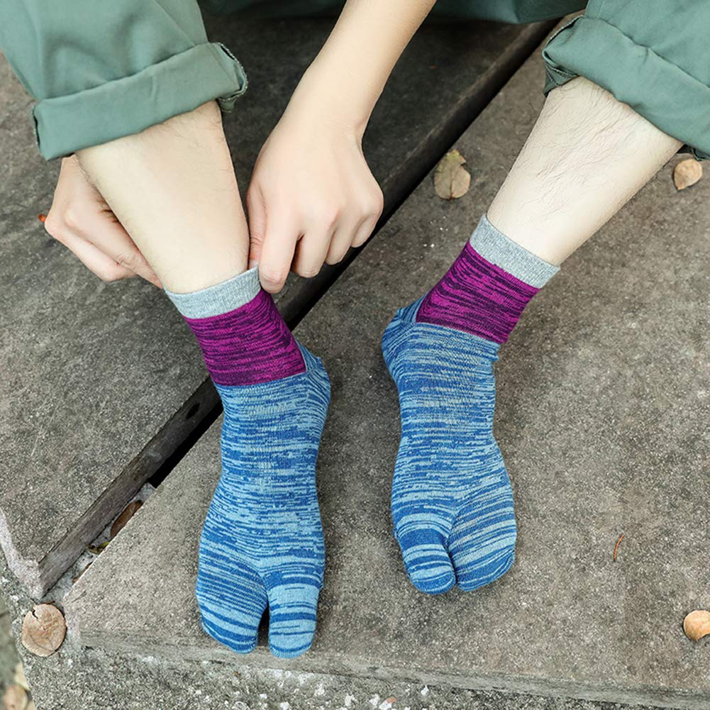WIOIW Men's Tabi Two-Toe Socks, Moisture-Wicking, Quick-Drying, Set of 6