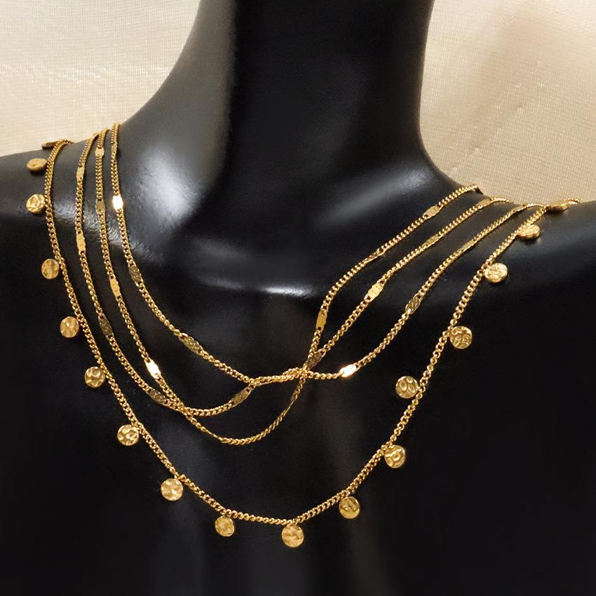 French Geometric Disc Fringed Pendant Necklace Titanium Steel Gold-Plated Individual Cold Wind Jewelry