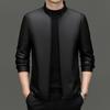 Leather Jacket Middle-aged Men's Loose Stand-up Collar Motorcycle Jacket Autumn and Winter New Business Casual Leather Jacket for Men
