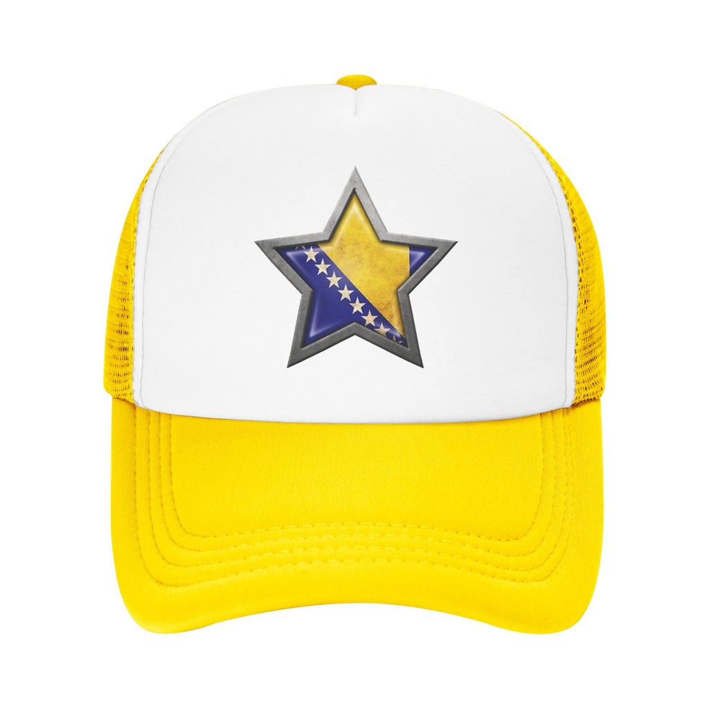 Bosnia and Herzegovina Flag Star Mesh Baseball Caps Unisex Fashion Sun Hat Hat Adjustable Summer Trucker Cap