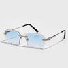 Superhot Okulary 79100 Moda 2026 Vintage Prostokątne Bezrantowe Diamentowy Szlif Soczewki Gradientowe Okulary przeciwsłoneczne dla Kobiet Mężczyzn