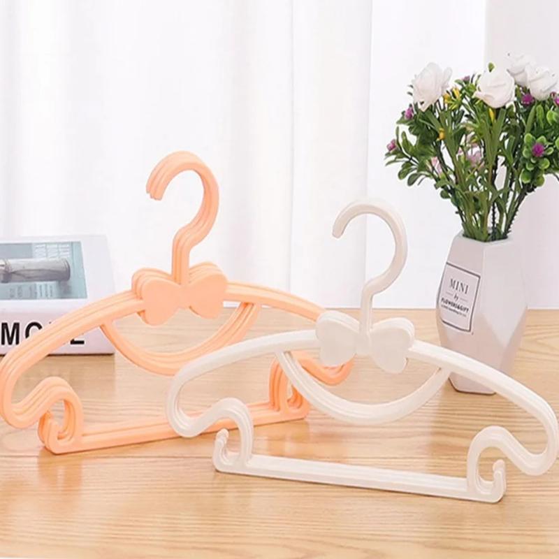 10/20/30Pcs Plastic Kids Clothes Hangers with Bow Design, Anti-Slip Space Saver Baby Garment Hangers for Children Shirts Pants