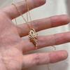 Luxury  Rose Gold Color Crystal Flower Pendant Necklace For Women Shiny Natural Zircon Accessories Daily Fine Jewelry