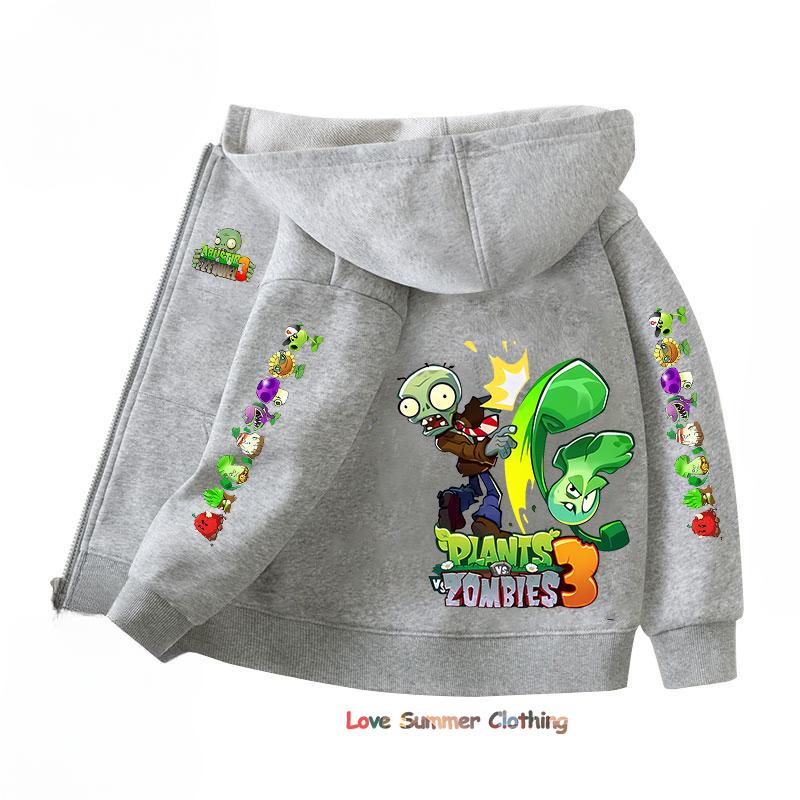 Zombies Zip Up Hoodie Kawaii Kinder Streetwear Pflanzen Kinder Hoodie Zombies Reißverschluss Kinder Sweatshirt Kind Mädchen Junge Top Kapuzenpullover