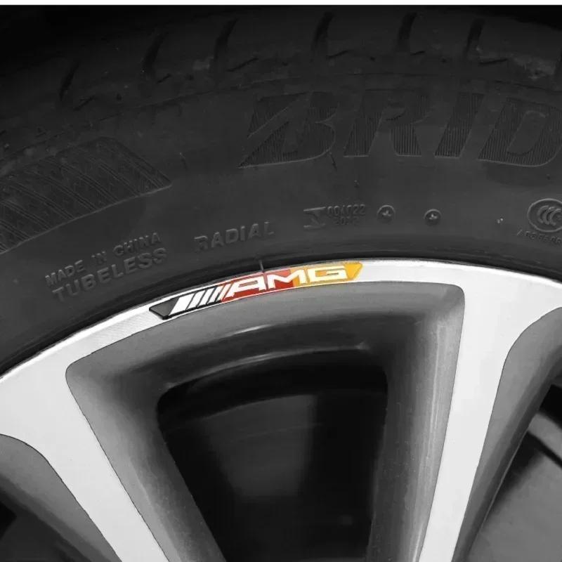 CQZ1 4pcs AMG Emblem Car Wheel Sticker Rims Cover Decal Accessories For  Mercedes Benz Brabus Smart Maybach W204 GLC CLA W205 W203