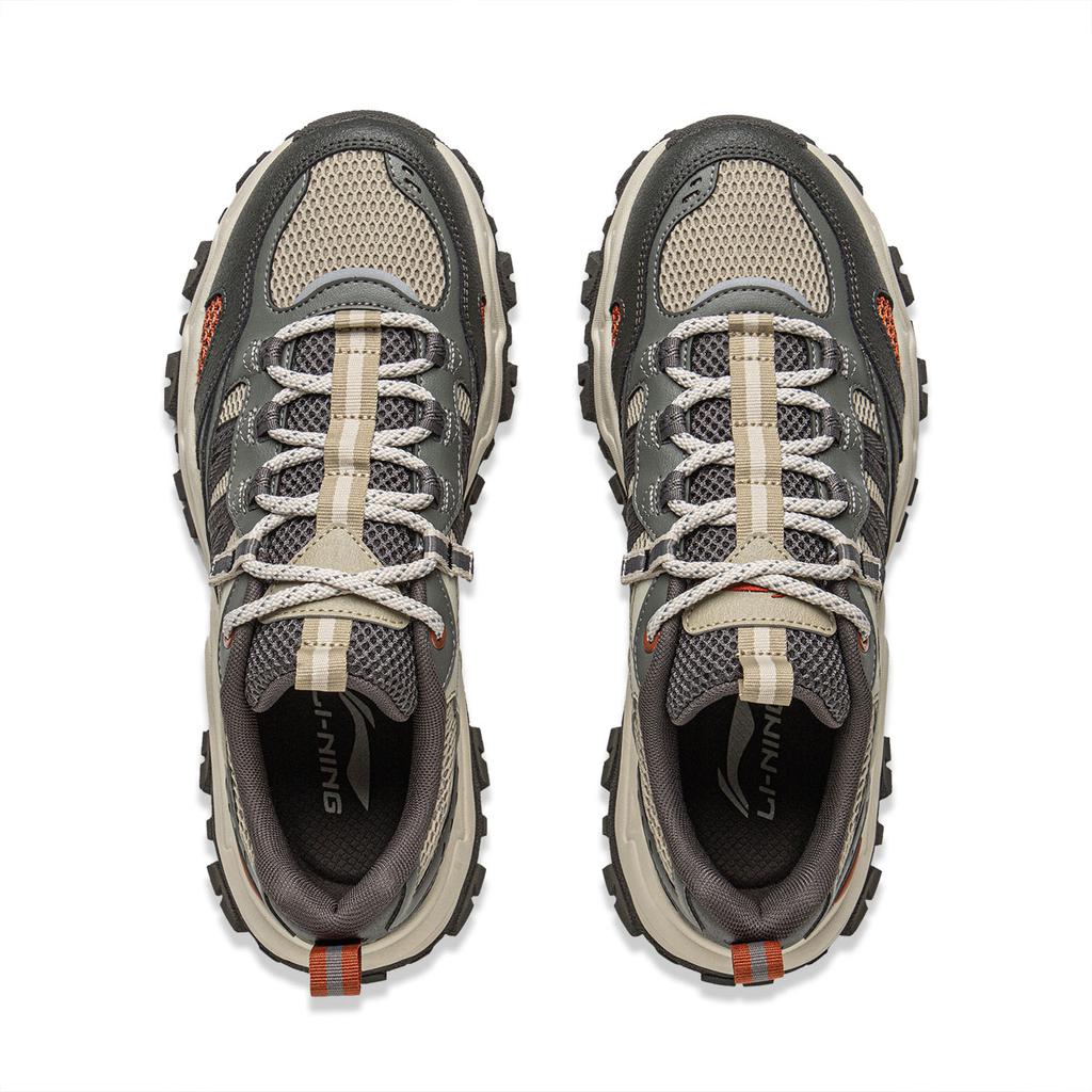 New LiNing Cushioning, Slip Resistant, Abrasion Resistant Support Low Top Chunky Sneakers Men's Gray Black AGCV375-3
