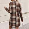 Summer Long-sleeved Plaid Dress for Women with Elegant Plaid