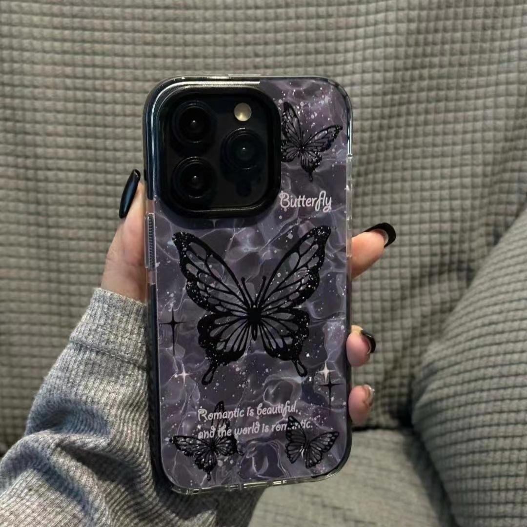Water-sensitive purple butterfly is suitable for 15pro iPhone case iPhone14plus beautiful 13promax soft x Apple 7/8