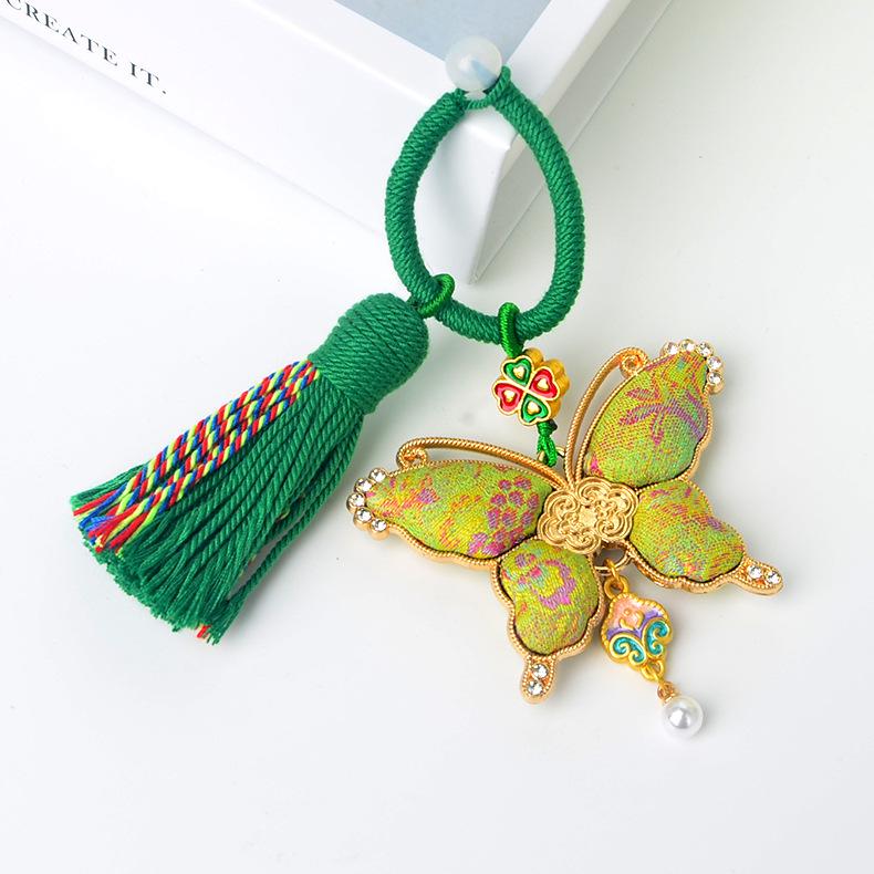Brocade Butterfly Tassel Keychain - Chinese Style Bag Charm Gift