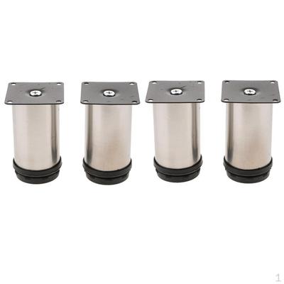 Gambe in Metallo per Mobili Rotonde da 5 cm Piedini Regolabili in Acciaio Inossidabile per Cucina Armadio Scrivania Panca (Set da 4 pezzi,