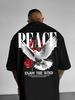 Men's Crew Neck American Street Letter Loose T-Shirt Pure Cotton Men's and Women's Same Street Clothing