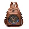 Printed Large Capacity Backpack Women's Retro PU Backpack