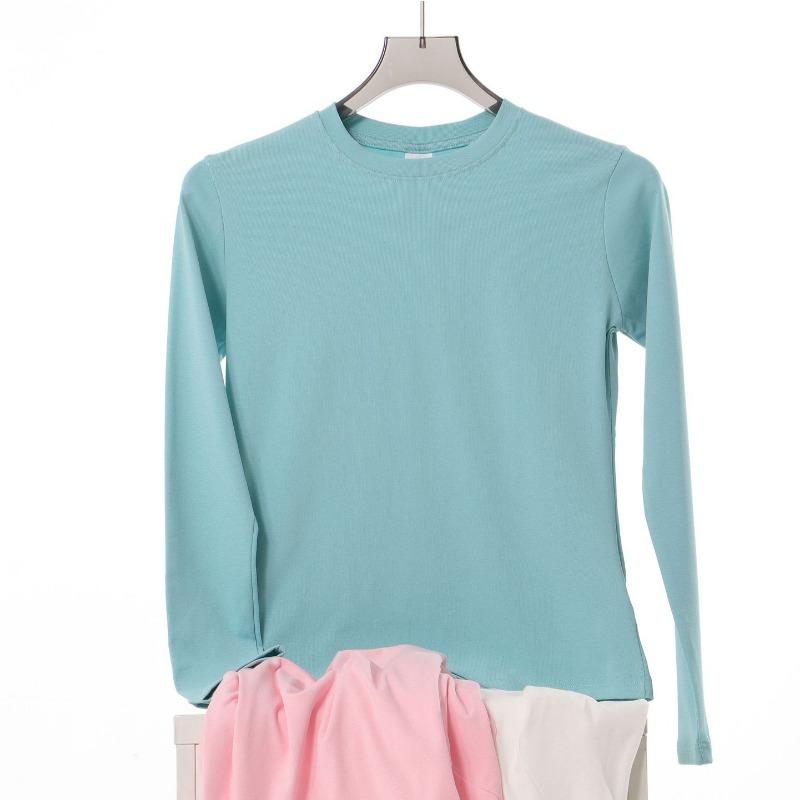 Autumn gram elastane yarn women's waist slim slim slim crew neck shirt bottoming shirt top casual long sleeves