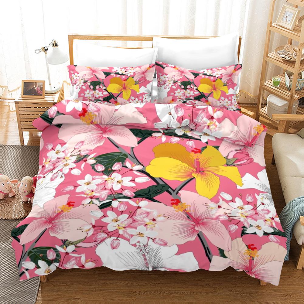 Floral Duvet Cover Spring Colorful Flower Pattern Twin Bedding Set For Kids Teens Adult Microfiber Double Queen King Quilt Cover