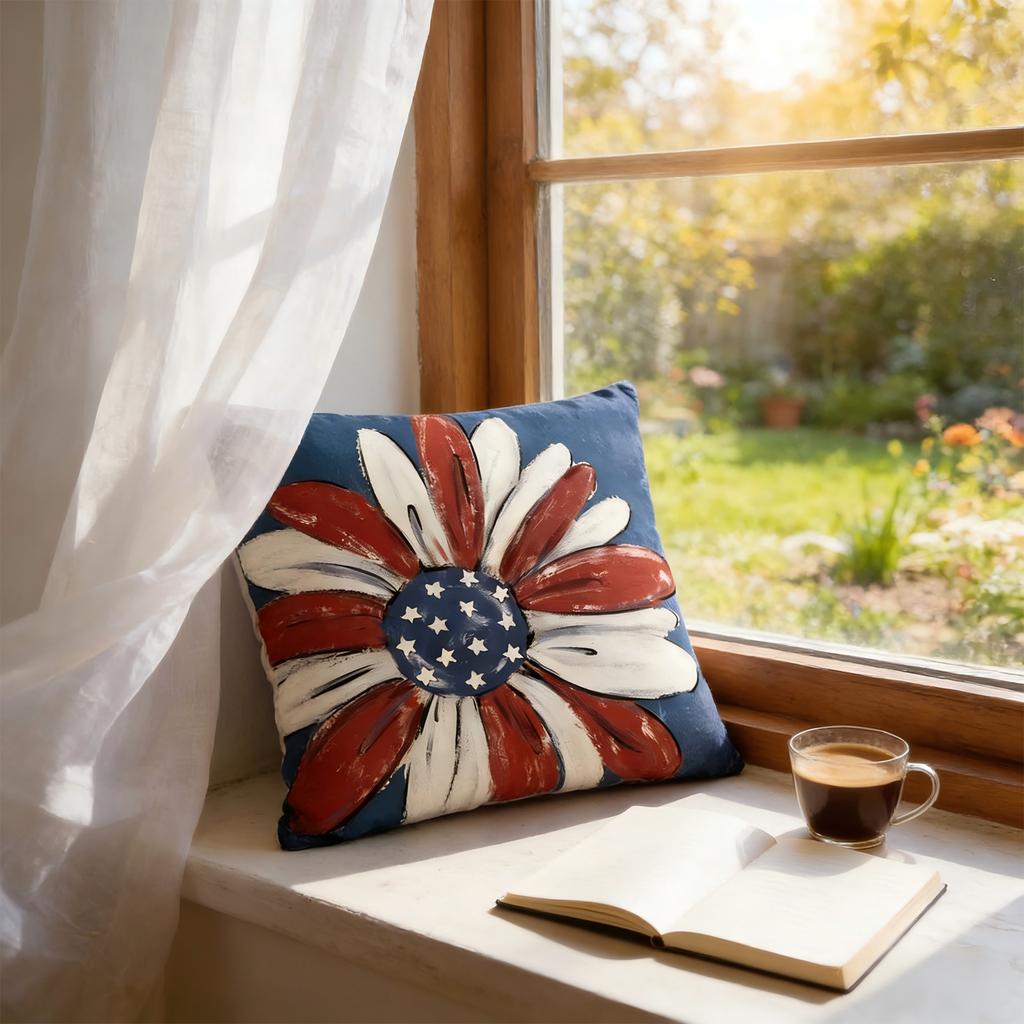 Throw Covers, Patriotic Independence Memorial Day USA Flag Cushion Case For Sofa Couch Set Of 4