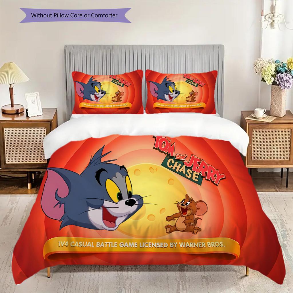 Classic Cartoon Duo Bedding (1 * duvet cover + 2 * pillowcase, without core) 2D Flat Duvet cover and pillowcase Bedding set Christmas birthday gift