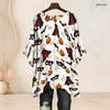 Women Plus Size Round Neck Batwing Sleeve Loose Halloween Printed White Top Side Slit Hem