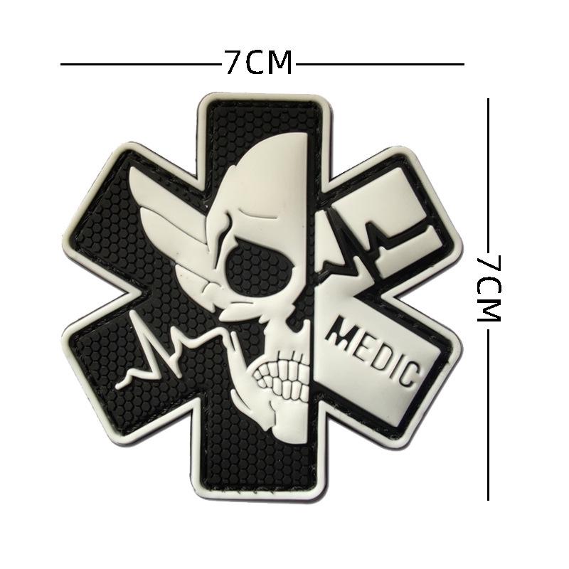 3D PVC Medic Schädel Taktischer Moral-Patch mit Klettverschluss