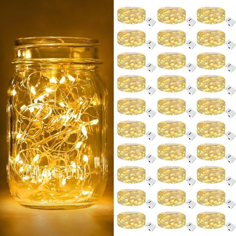 30 Pack LED Fairy String Lights Battery Powered Warm White Copper Wire IP65 Waterproof 3 Modes