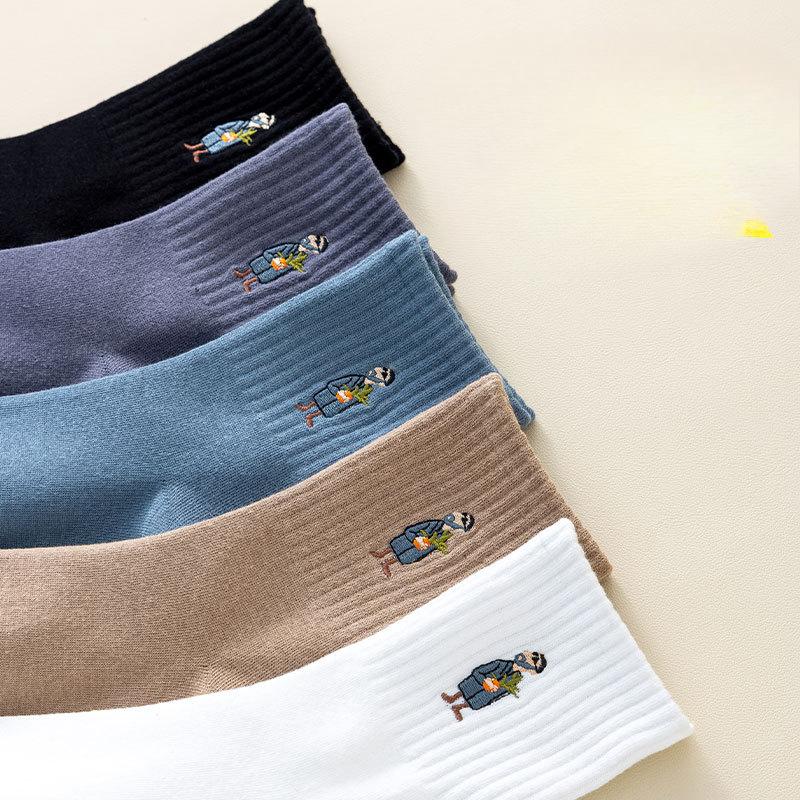 Calzini Lunghi da Uomo per Autunno e Inverno, Calzini da Uomo a Metà Polpaccio per lo Sport, Calzini di Cotone Monocolore, Occhiali da Sole, Calzini Lunghi da Uomo Ricamati al Polpaccio