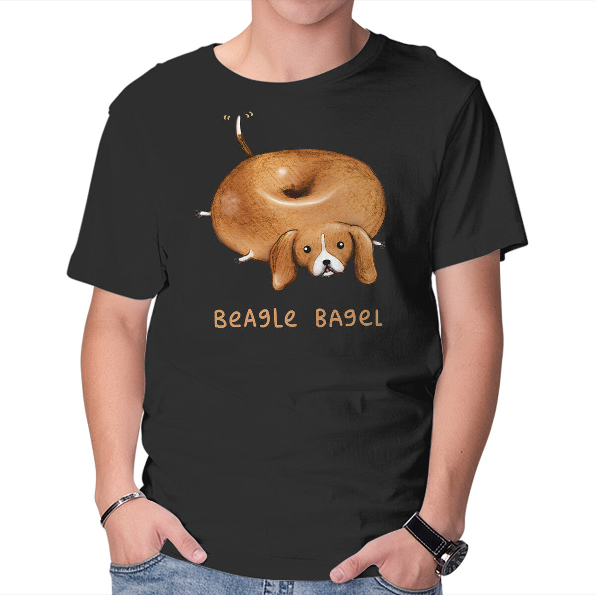 Unisex Crew Neck T-Shirt Beagle Bagel Graphic Short Sleeve Casual Tee XXXXL
