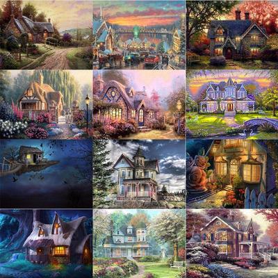 5D DIY Full Drill Diamond Painting House Mosaic Craft Kits Decor Handmade Embroider