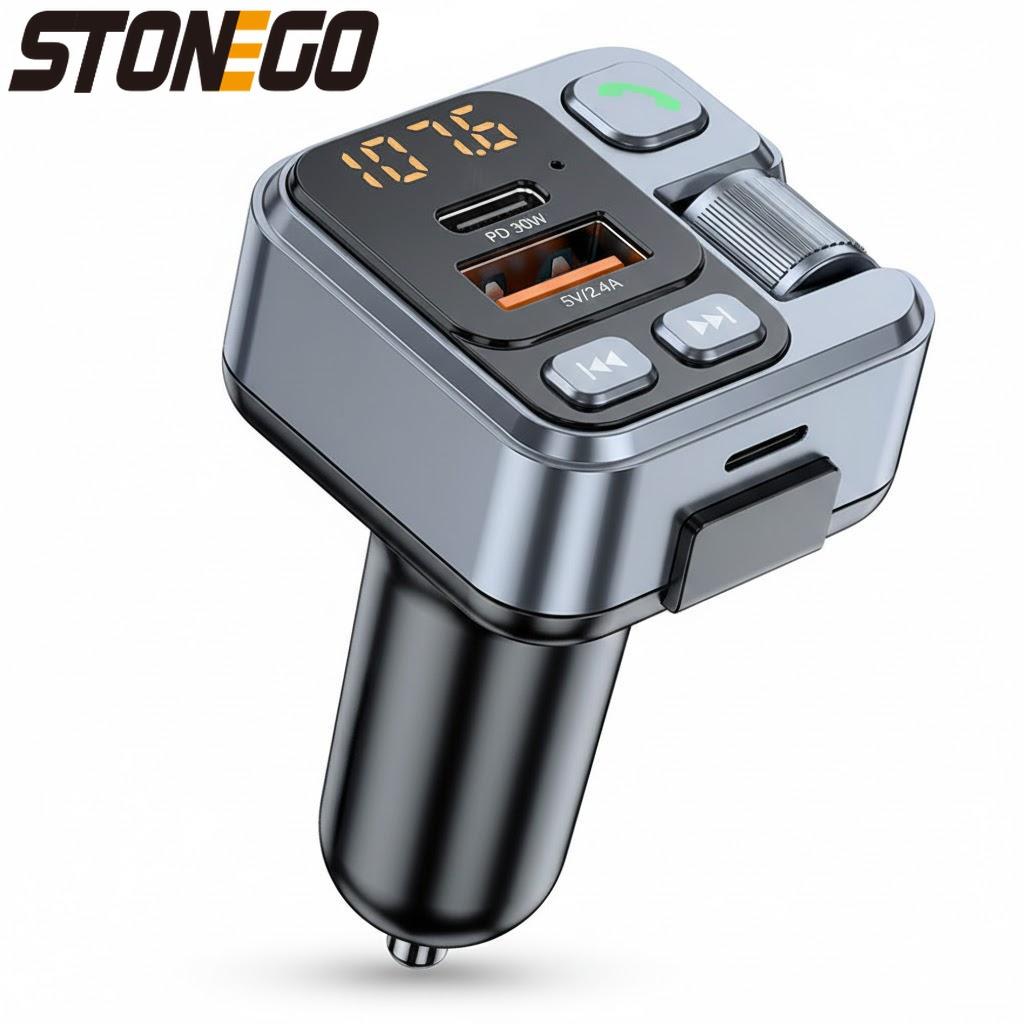 Car Bluetooth Receiver USB U Disk Car Adapter Fast Charging Digital Display FM Transmitter for Mobile Phones Cellphones