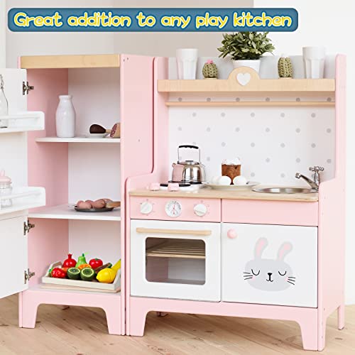 CARLORBO Wooden Pretend Play Set with Vegetables and Fruits, Montessori Style, Wooden Educational Toys for Girls and Boys, Popular Pretend Play Gift