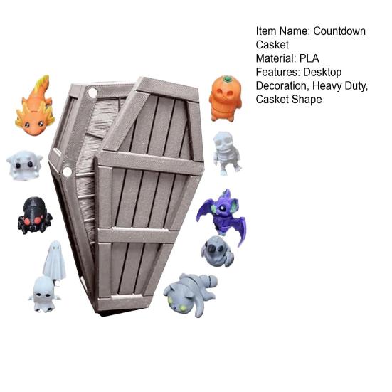 Halloween Countdown Casket Decoration 13 Days of Spooky Minis Gothic Halloween Advent Calendar Ornament with Miniature Figurines Holiday Party Gifts