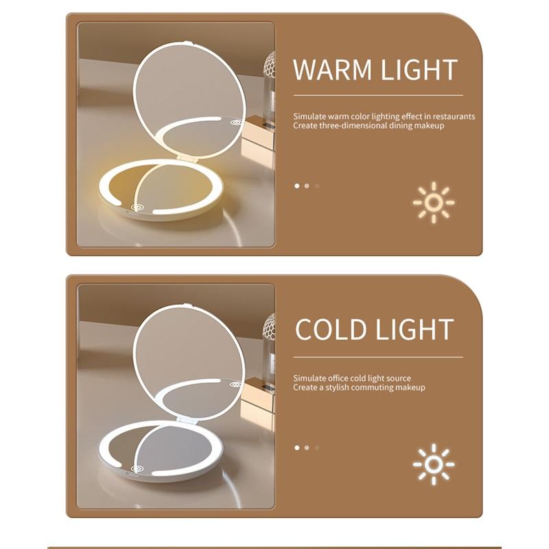 Led Makeup Mirror Portable Folding Flip Mirror Portable Makeup Mirror Rechargeable Travel Mini Mirror