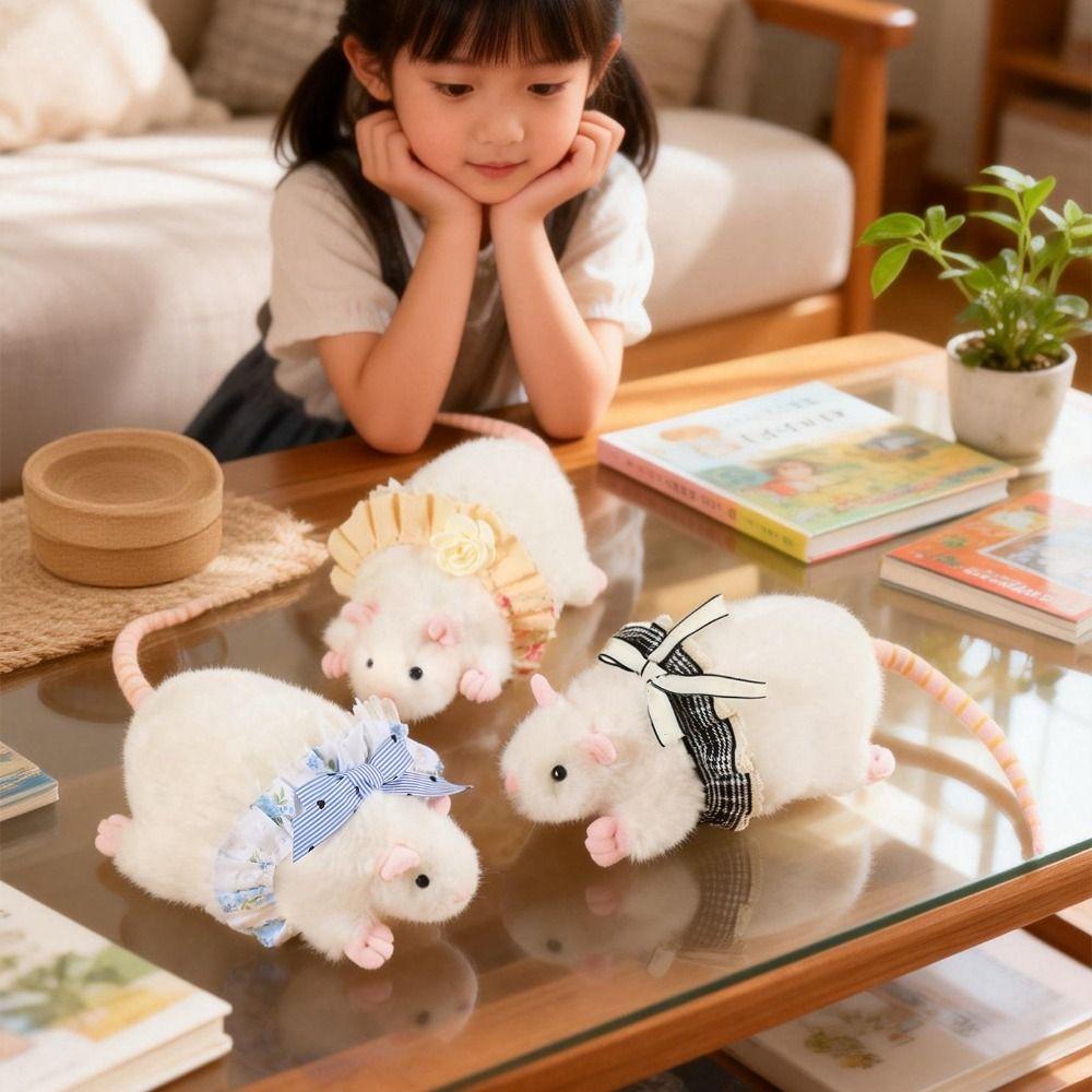 Floral Dress Fluffy Mouse Stuffed Simulation Stuffed Rat Creative Plush Mouse Doll Kids Toy