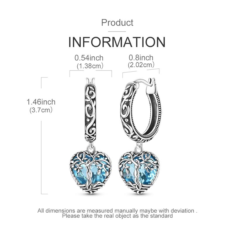 925 Sterling Silver Earrings Women Zirconium Sparking Tree of Life Drop Earring For Anniversary Wedding Jewelry Gifts