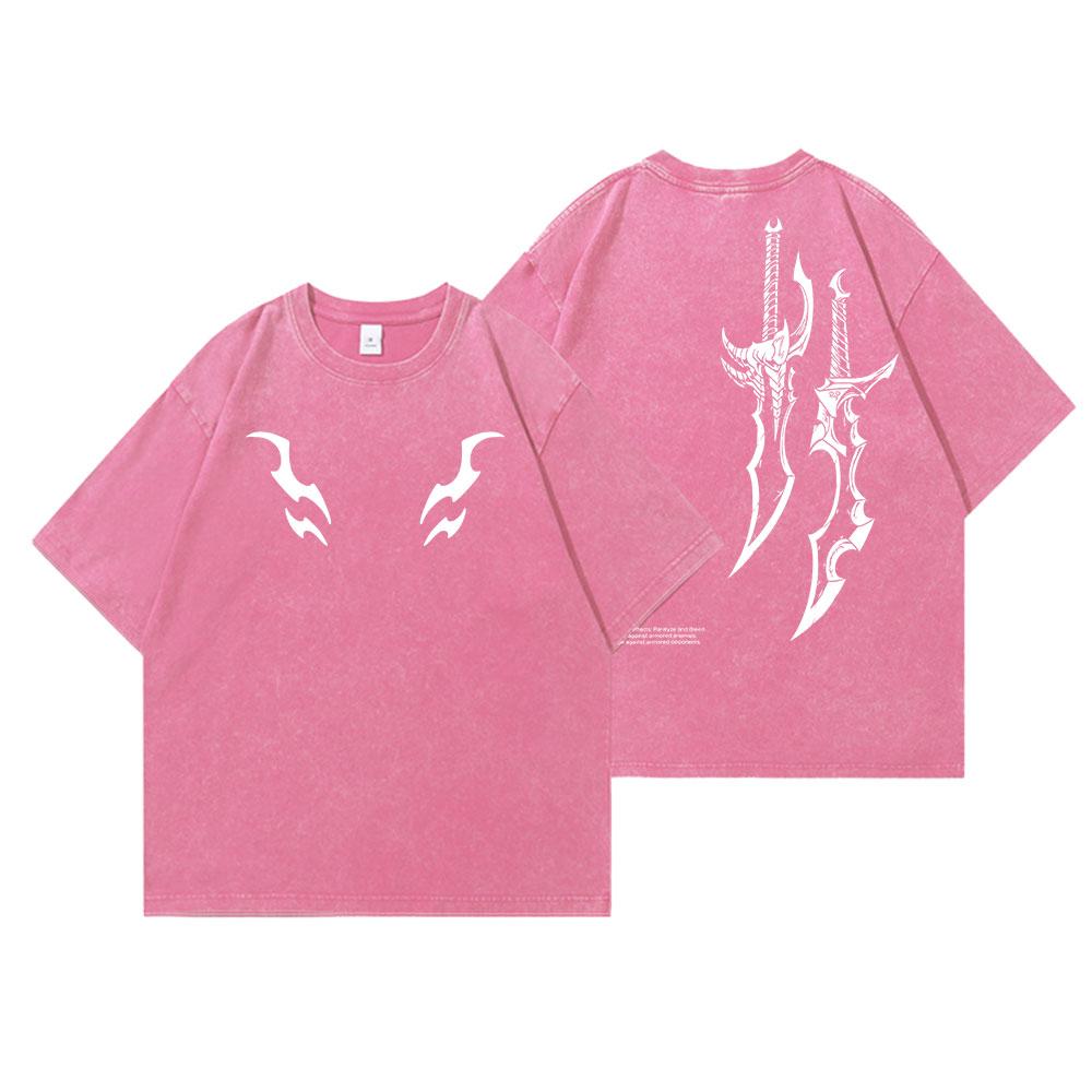 Anime Solo Leveling Potisk Vintage Prané Tričko Harajuku Grafické Pánské Dámské Letní Tričko Ležérní Bavlněné Volné Top