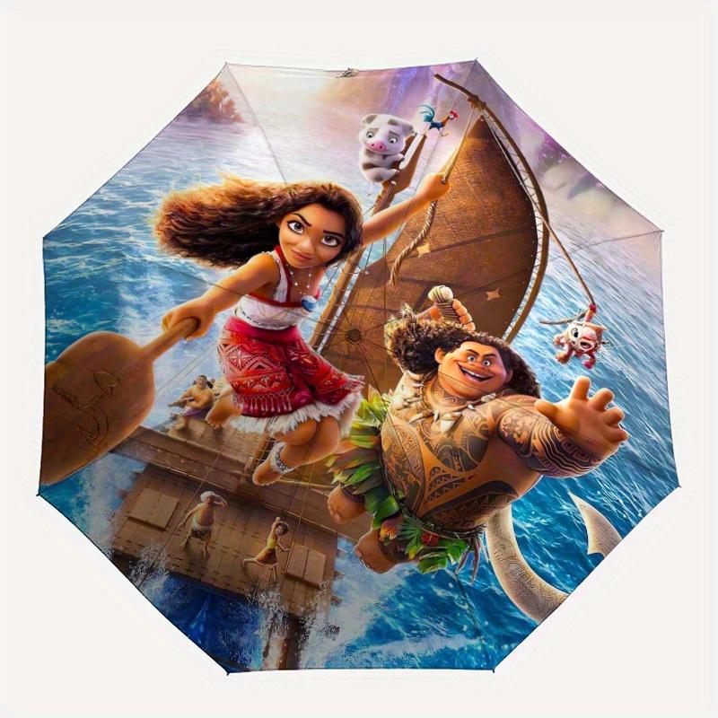 Moana Adventure Automatic Opening and Closing Umbrella, Lightweight 3-Fold, With Cute Cartoon Characters, Suitable for Home, Outdoor and Dai
