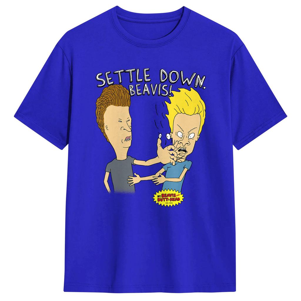 Beavis and ButtHead Settle Down Beavis T Shirt Men Cotton Funny TShirts Crew Neck  Tee Shirt Short Sleeve Clothing 6XL