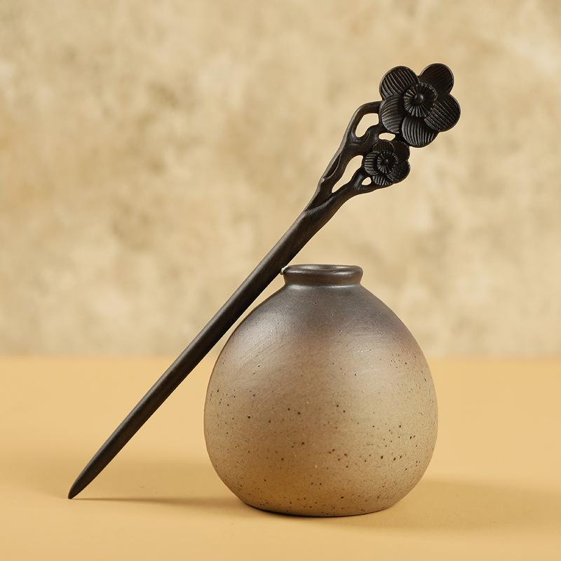 Antike Haarnadel Shen Guibao Ebenholz Haarnadel Geschnitzte Perlen Haarnadel Cheongsam Hanfu Accessoires Tägliche Scheibe Haar Kopfschmuck