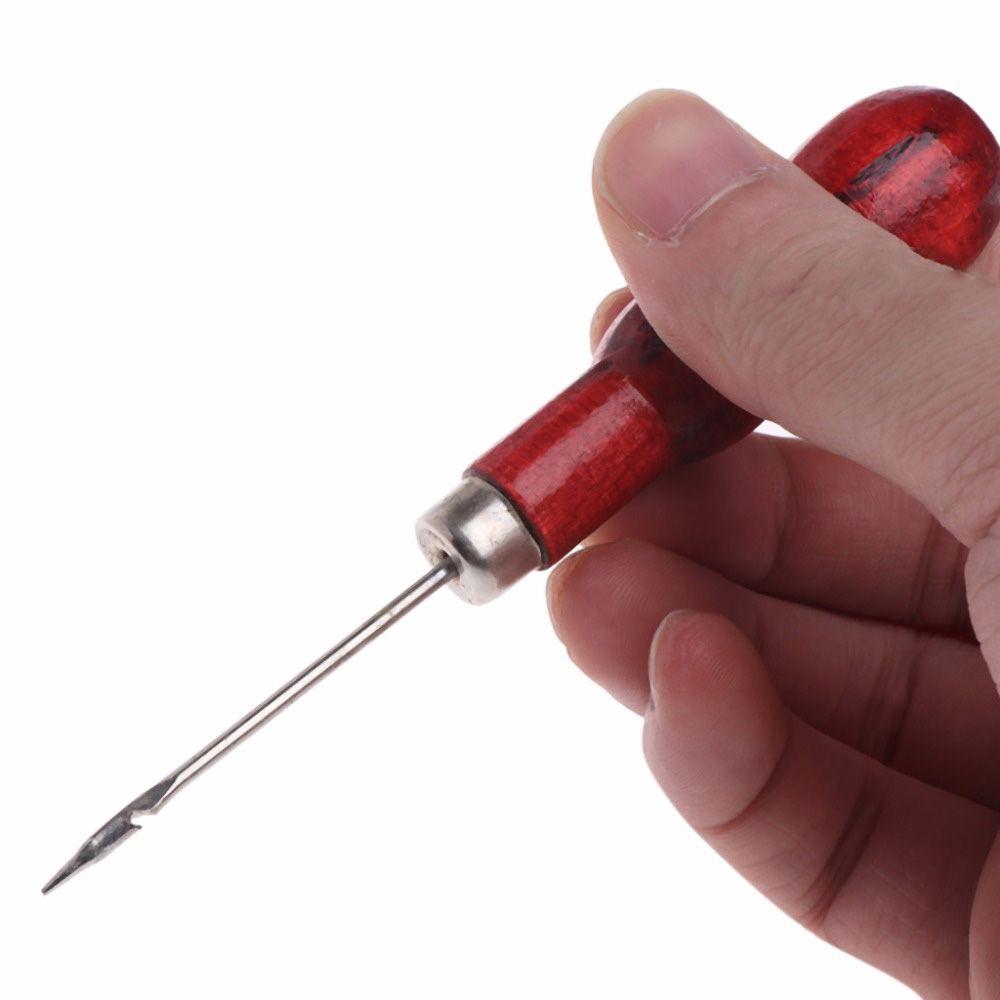Wooden Handle Sewing Tool Shoes Drill Punch Hand Stitcher Hole Maker Sewing Awl Shoe Repair Needles
