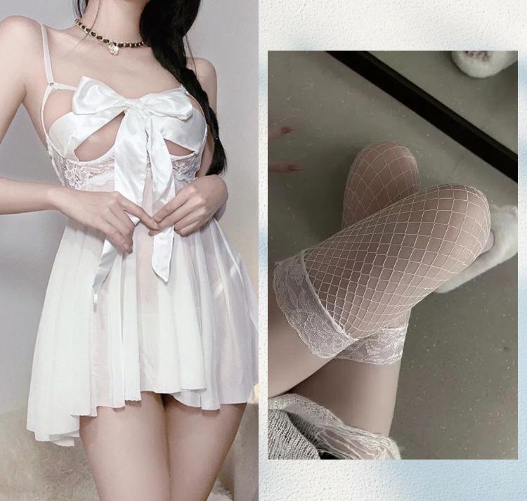 Pure desire erotic underwear female sexy perspective temptation open crotch free hot passion suit bow small chest pajamas