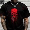 Men T Shirt Red Skull Funny Graphic Moto T-Shirt Cotton Men‘s Summer Short Sleeve Tops Tee