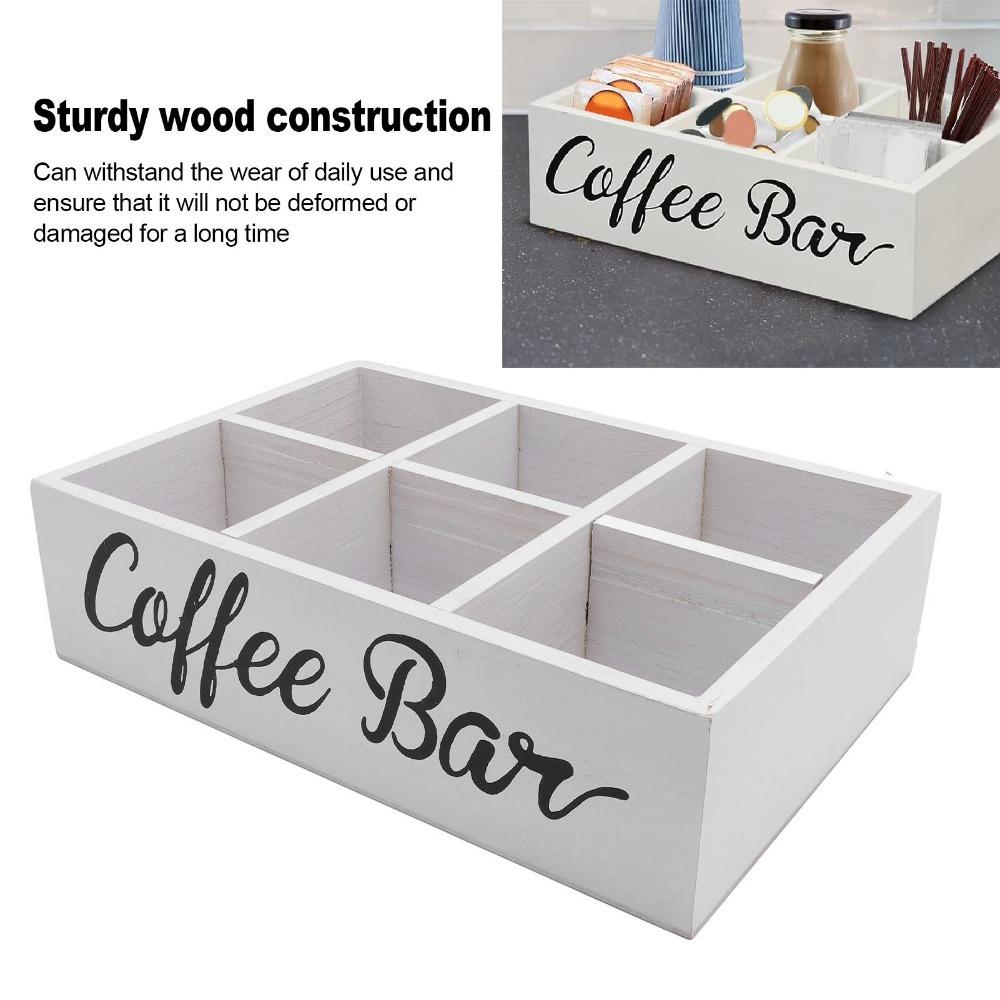 Black/White Coffee Bar Organizer Wooden Material Coffee Pods Holder Kitchen Storage белый
