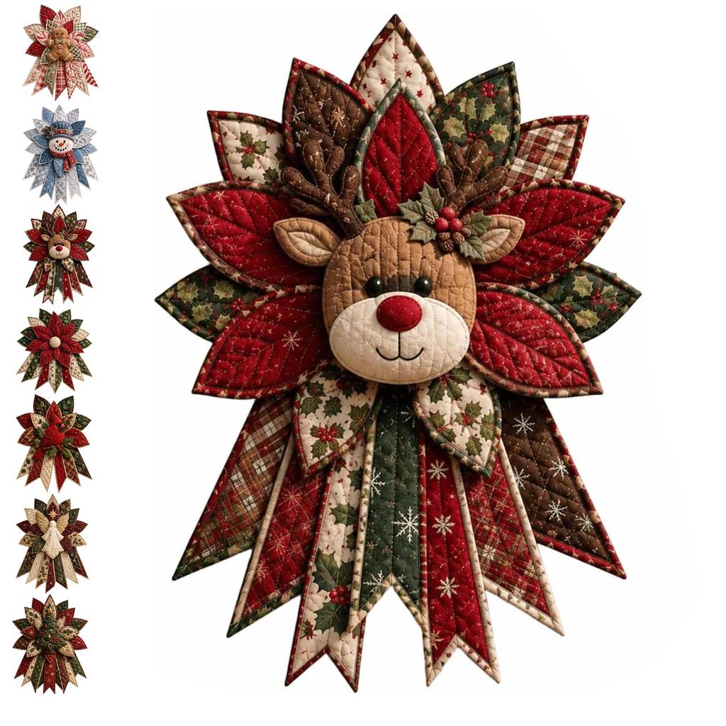 DIY Quilted Christmas Wreath Sewing Kit Fabric Door Hanging Ornament Gingerbread Tree Handmade Holiday Craft Decor Set