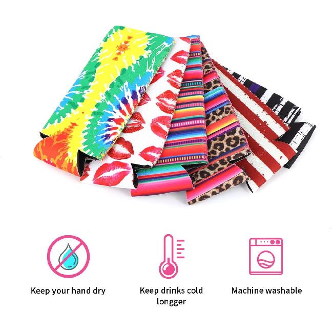 Neoprene Slim Can Cooler (2Pack) - N Flag - Fits 12oz Slim Cans - Keeps Drinks Cool & Hands Dry