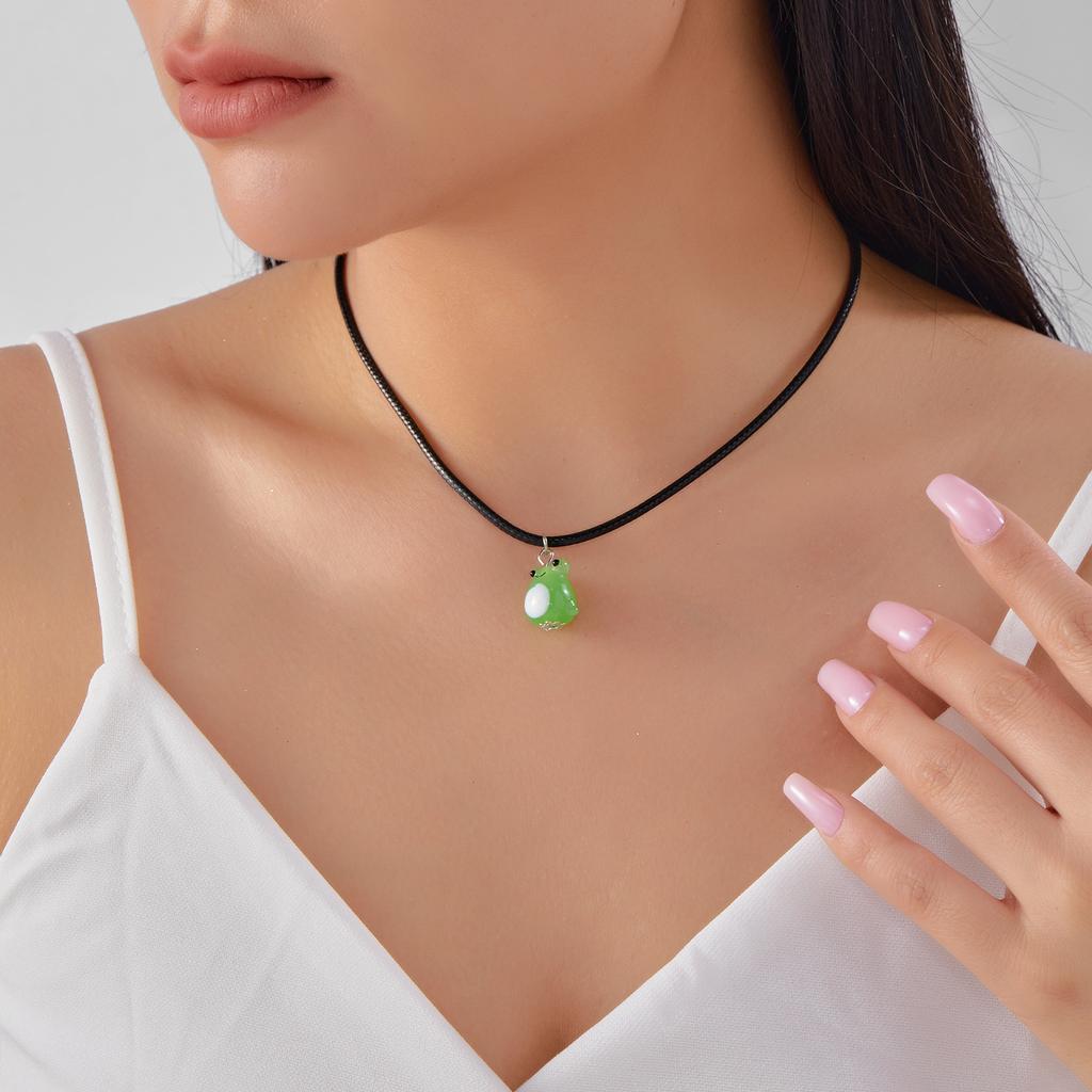 Cute Little Green Frog Colored Glazed Earrings Ear Hook For Women Dangle Earrings Pendant Necklace Party Holiday Jewelry Gifts