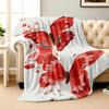 Red Butterfly Pattern Flannel Printed Blanket Suitable for All Seasons Suitable for Living Room Office Sofa and Travel 180x250CM