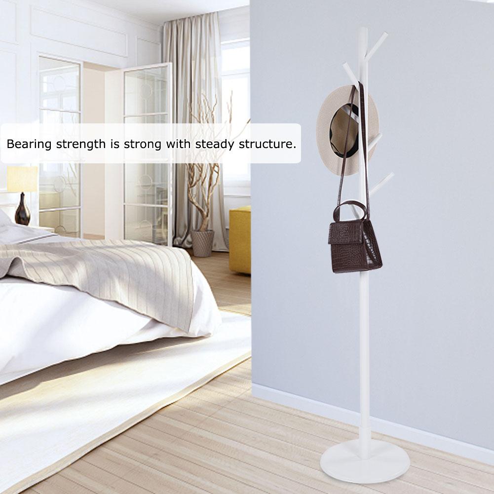 Assembled Wooden Coat Hat Stand Tree Jacket Cloth Vertical Hanger Rack 8 Hooks