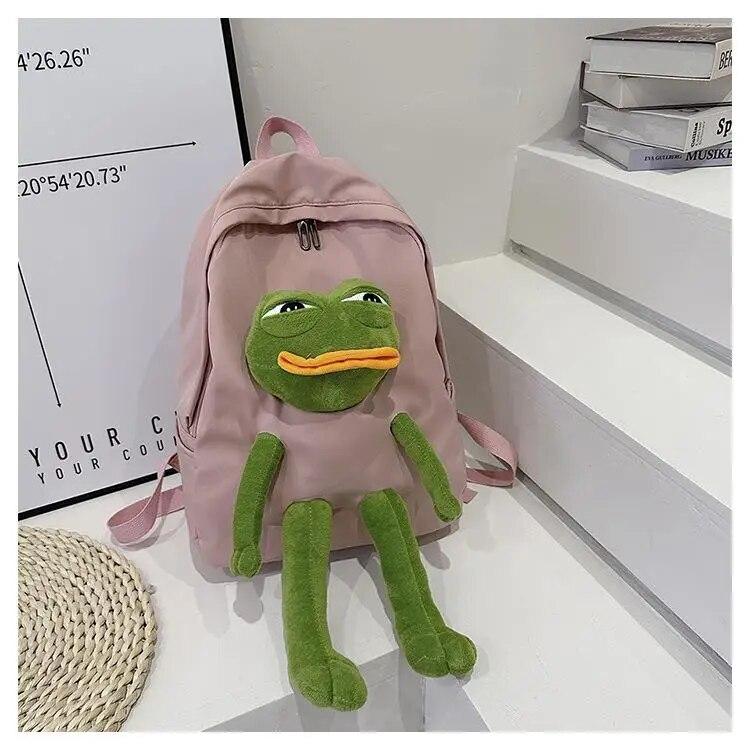 

Трехмерная кукла-лягушка, рюкзаки для женщин, рюкзак-оксфорд, мужской рюкзак, сумка на плечо для девочек-подростков, школьная сумка Mochila Bolsa розовый